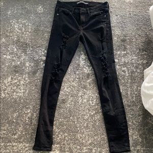 Express Mid Rise Distressed Jeggings